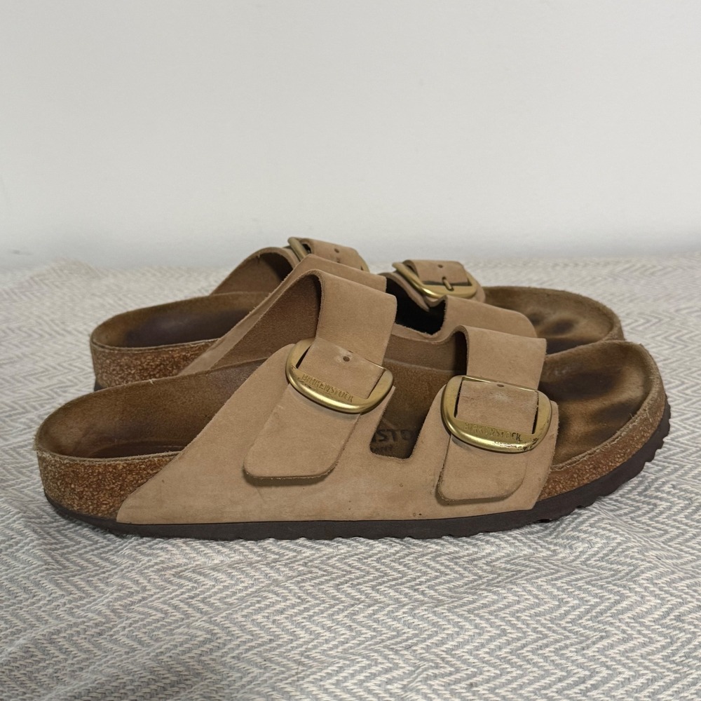 Birkenstock Arizona Big Buckle Sandals Women 40 Tan Suede Slide Summer